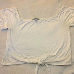 White Bardot Cropped Shirt